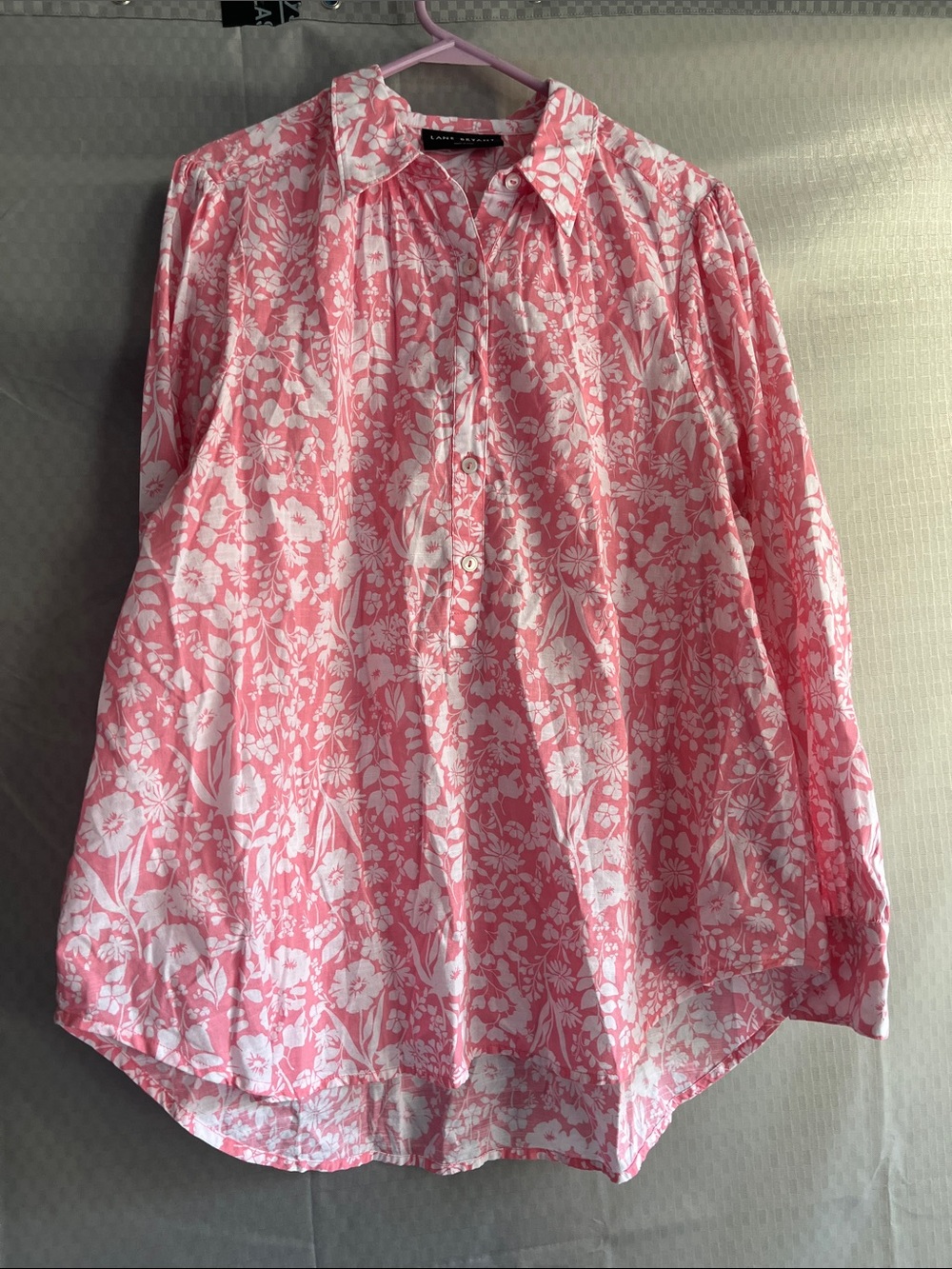 Pink & White Floral Button-Up Blouse